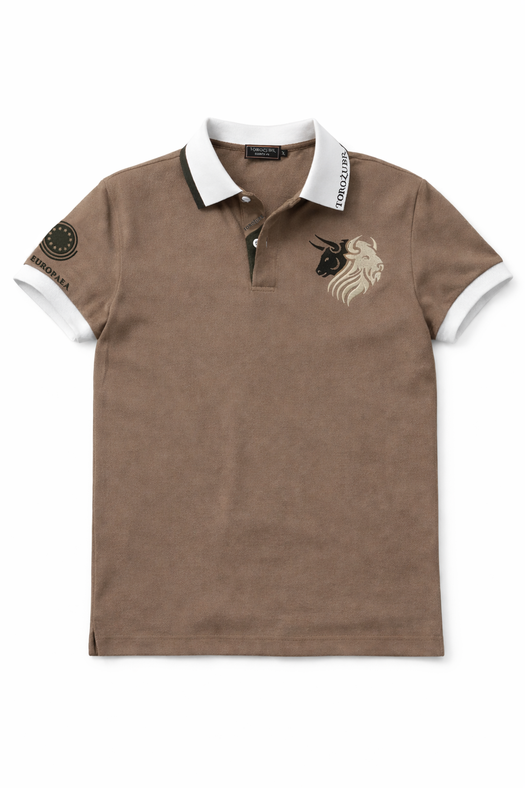 Brown polo shirt with a logo on a white background #color_umber