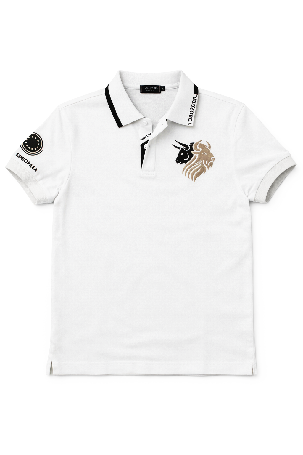 White polo shirt with brand logo on a white background #color_alba