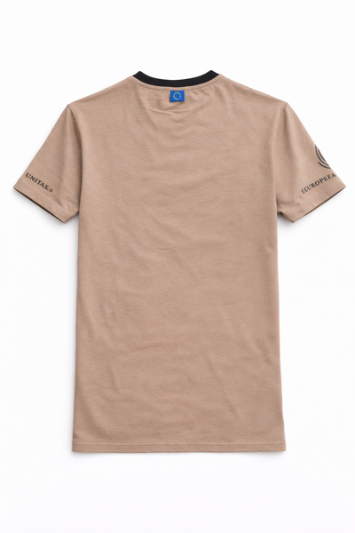 ToroZubr Beige t-shirt back view with branding on a white background 